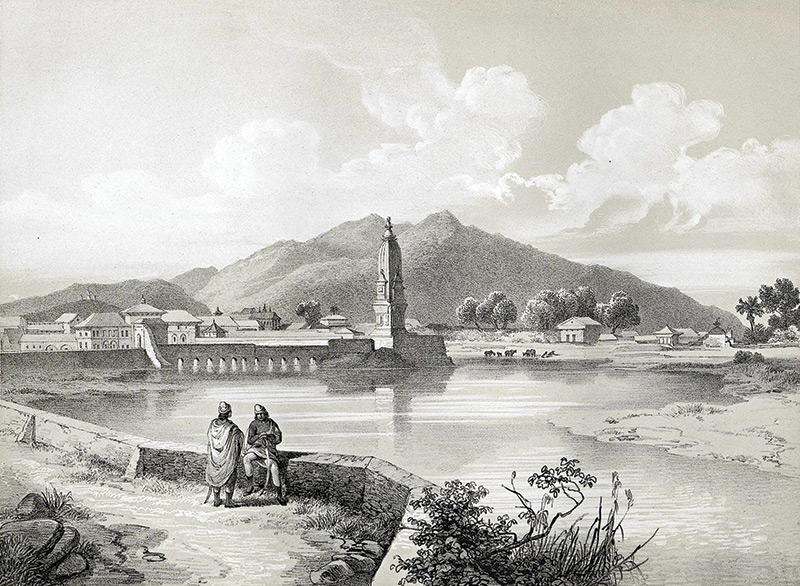 A painting of Rani Pokhari in 1845. 